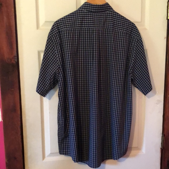 Roundtree & Yorke Blue & White Checkered Plaid Short Sleeve Button Down Mens L - Picture 9 of 12